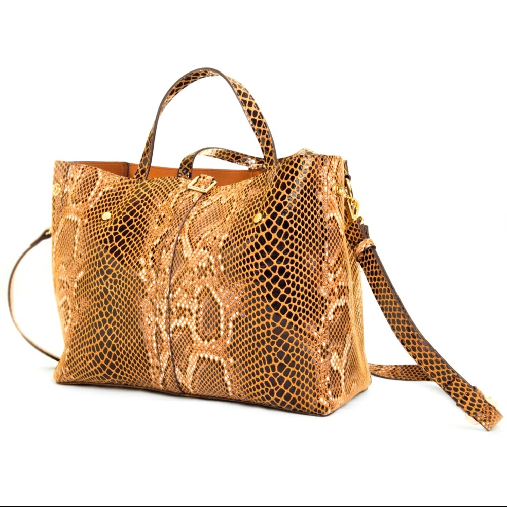 Sondra Roberts Natural Embossed Snakeskin Tote